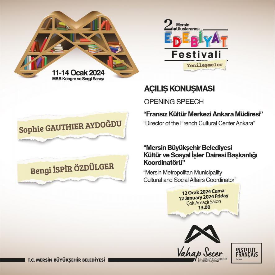 2. Mersin Uluslararası Edebiyat Festivali 12 Ocak 2024 programı