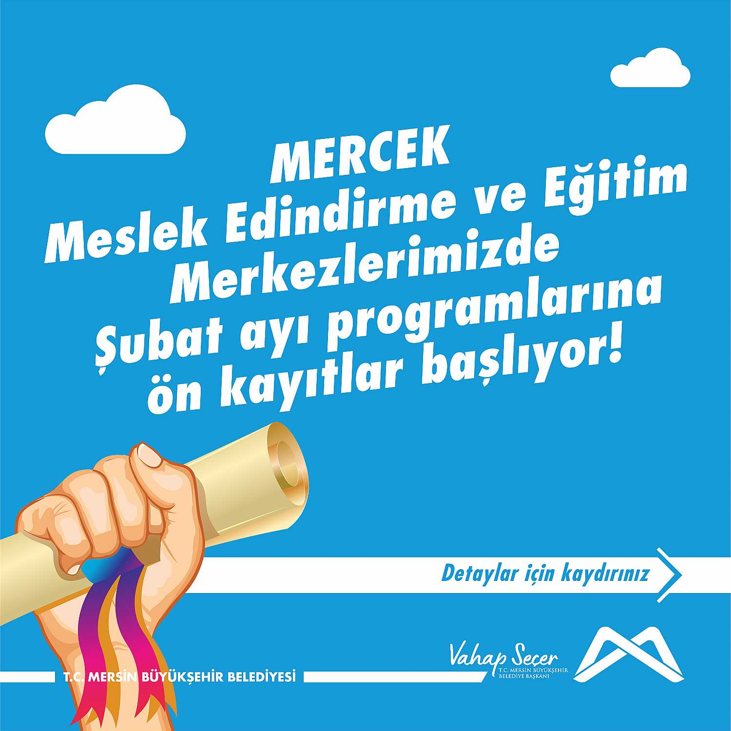 MERCEK Meslek Edindirme ve Eğitim Merkezlerimizde Şubat ayı programlarına ön kayıtlar başlıyor!