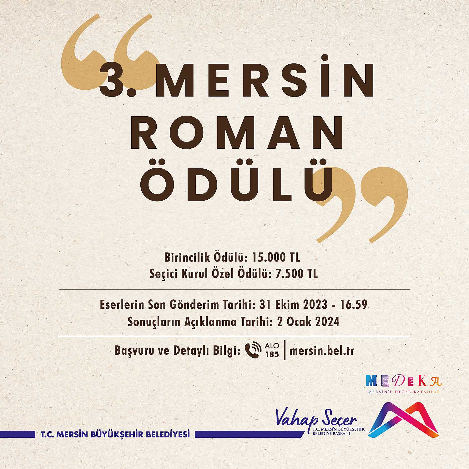 3. MERSİN ROMAN ÖDÜLÜ