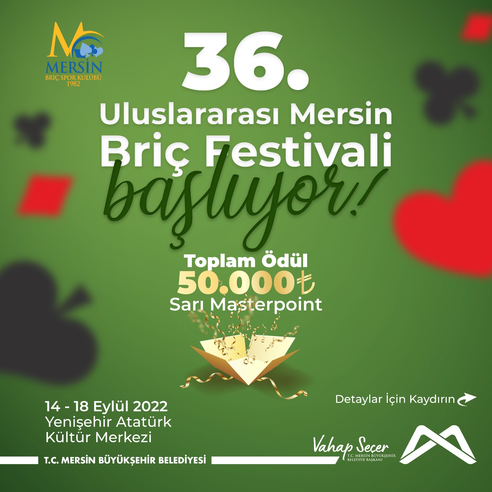 36. Uluslararası Mersin Briç Festivali başlıyor