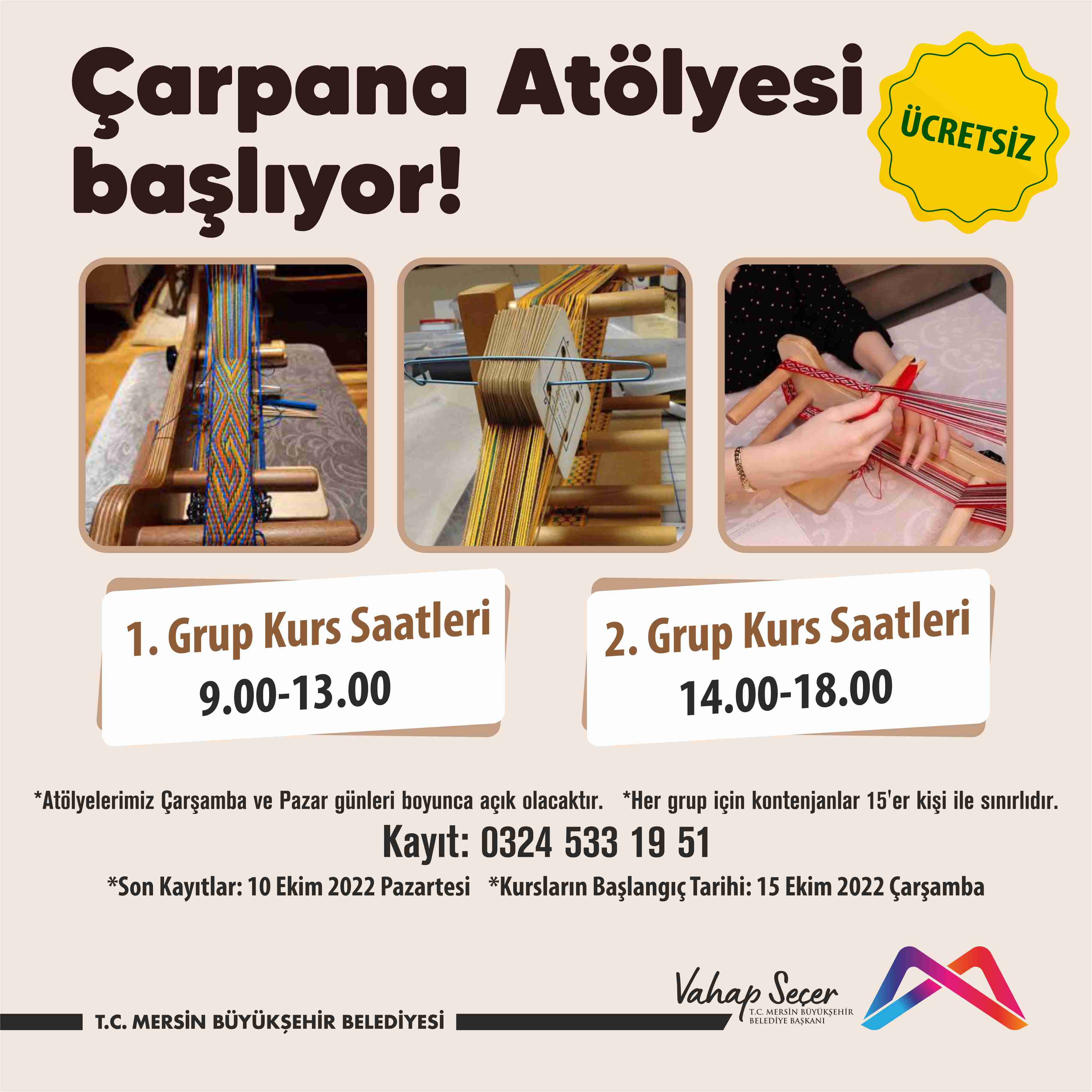 Çarpana Atölyeleri Başlıyor! 