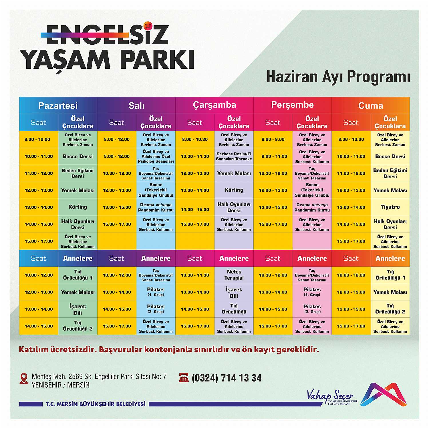 Engelsiz Yaşam Parkı Haziran Ayı Programı