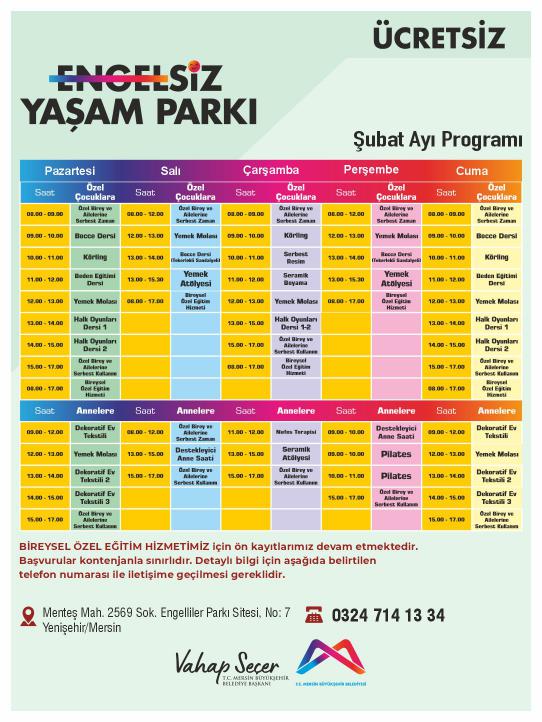 Engelsiz Yaşam Parkı Şubat Ayı Programı 
