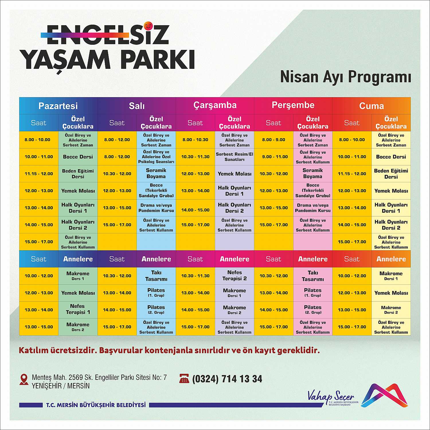 Engelsiz Yaşam Parkı Nisan Ayı Programı