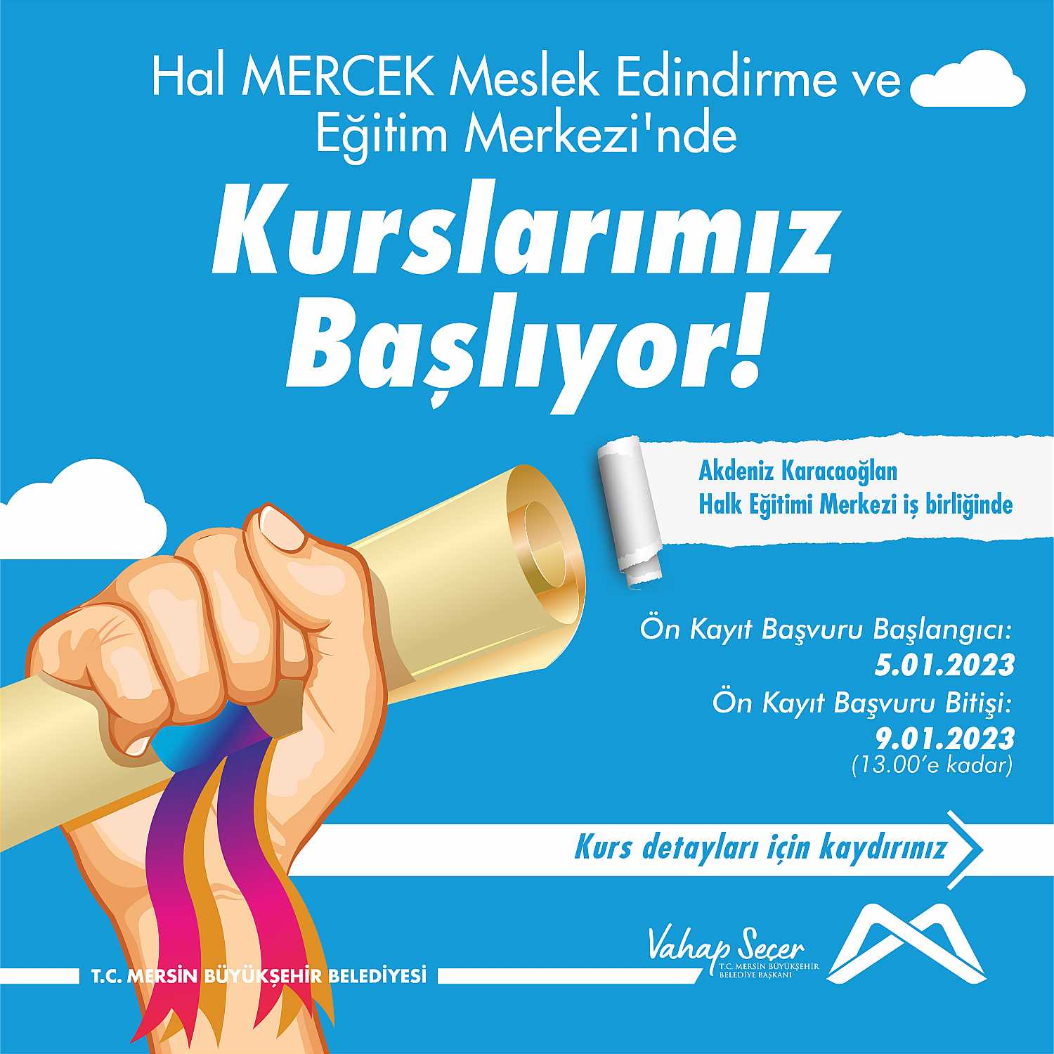 Hal MERCEK Meslek Edindirme ve Eğitim Merkezi'nde kurslarımız başlıyor!