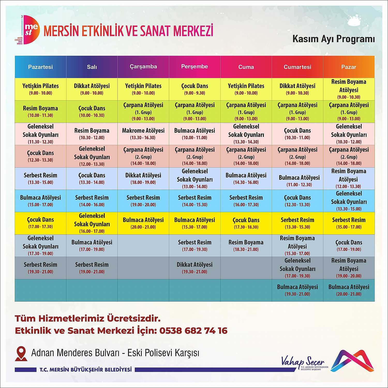 Mersin Etkinlik ve Sanat Merkezi Kasım Ayı Programı