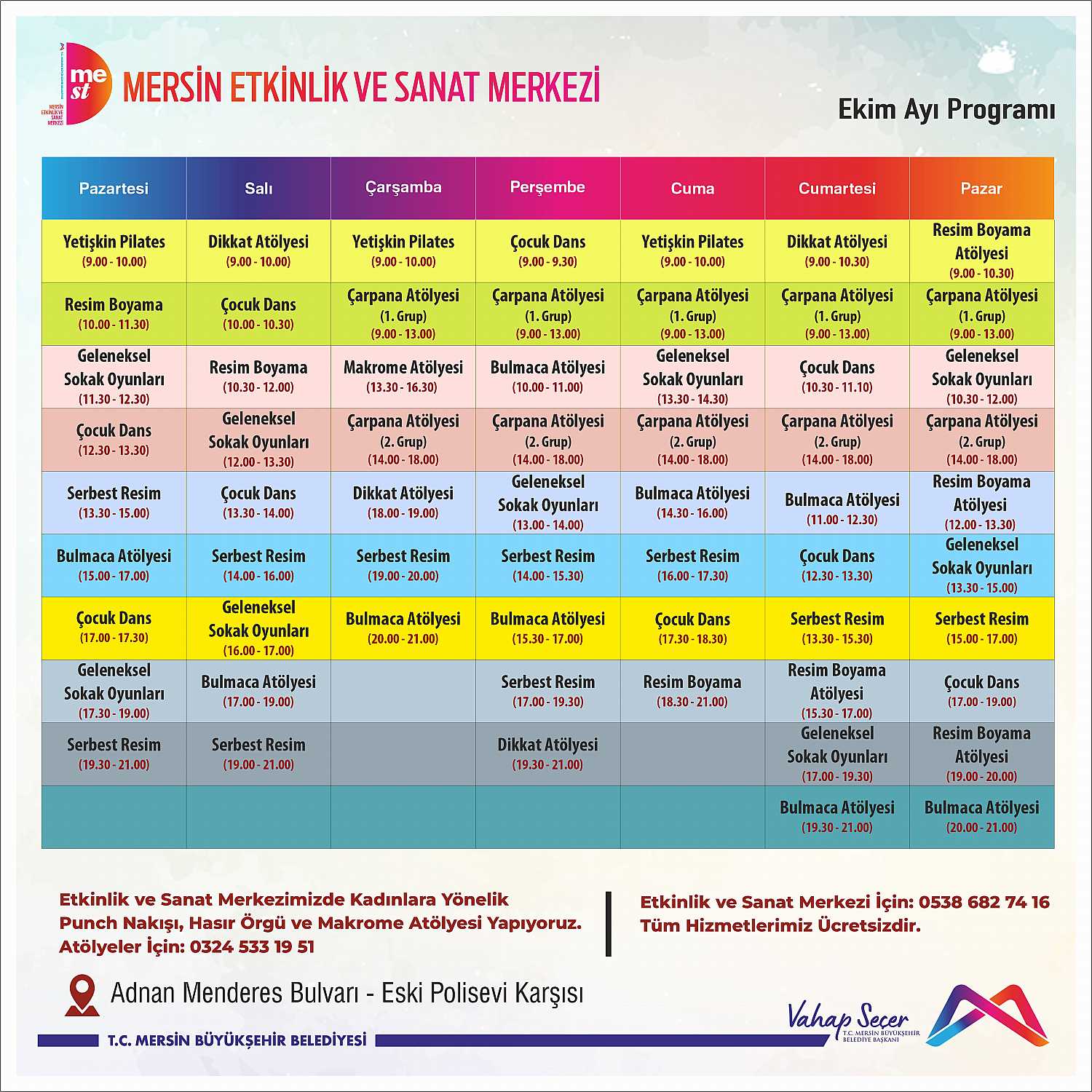 Mersin Etkinlik ve Sanat Merkezi Ekim Ayı Programı