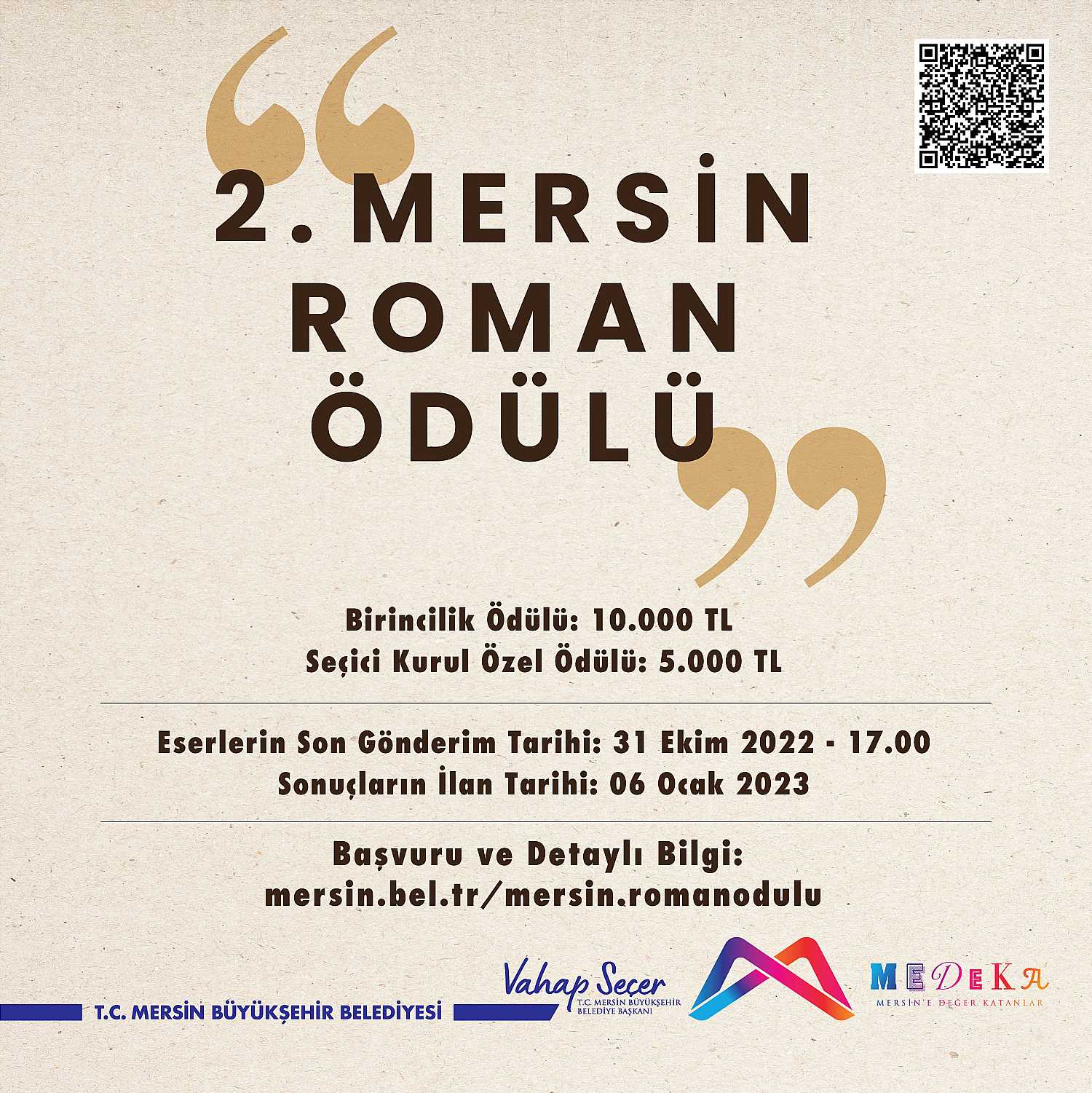 2. Mersin Roman Ödülü Başlıyor!