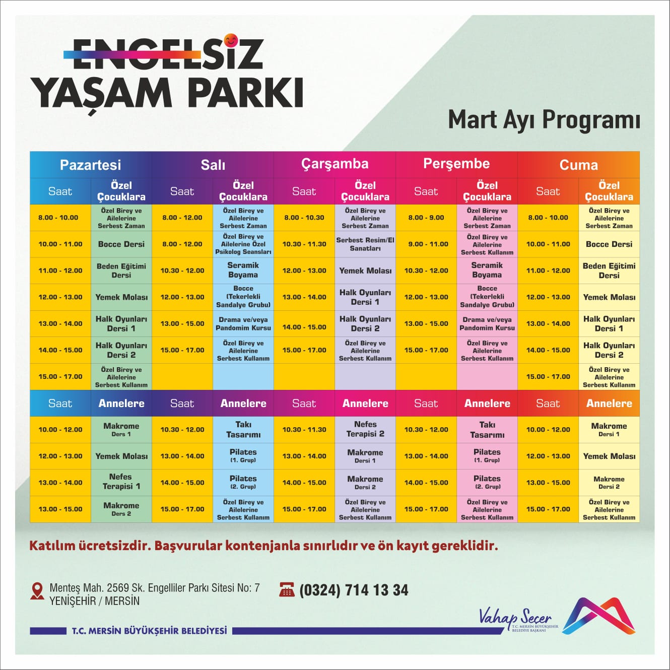 Engelsiz Yaşam Parkı Mart Ayı Programı