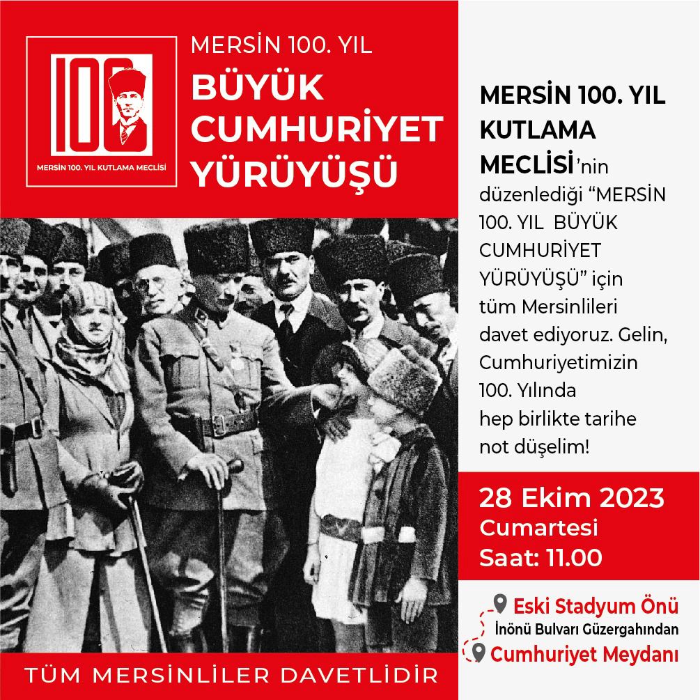 Mersin 100. yıl Büyük Cumhuriyet Yürüyüşü 