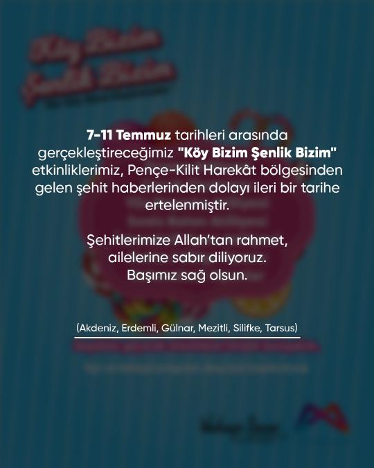 7-11 Temmuz tarihleri arasında gerçekleştireceğimiz 
