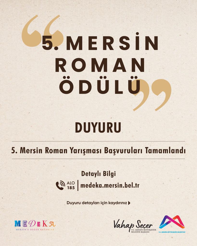 5. Mersin Roman Yarışması başvuruları tamamlandı. 