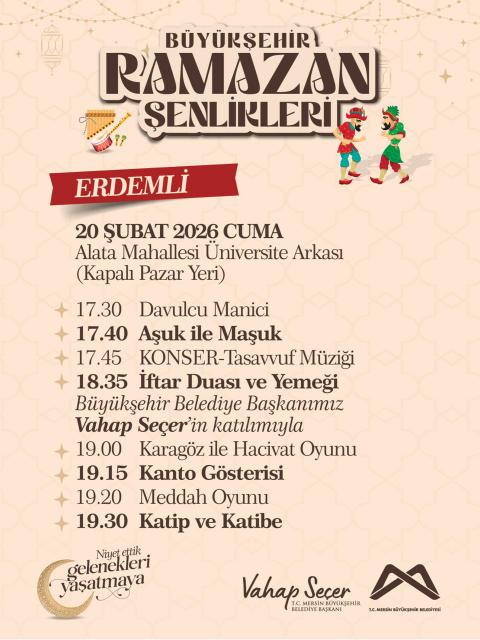 Büyükşehir Ramazan Şenlikleri Erdemli Programı 