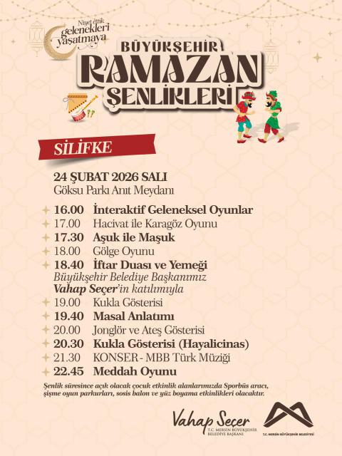 Büyükşehir Ramazan Şenlikleri Silifke Programı 