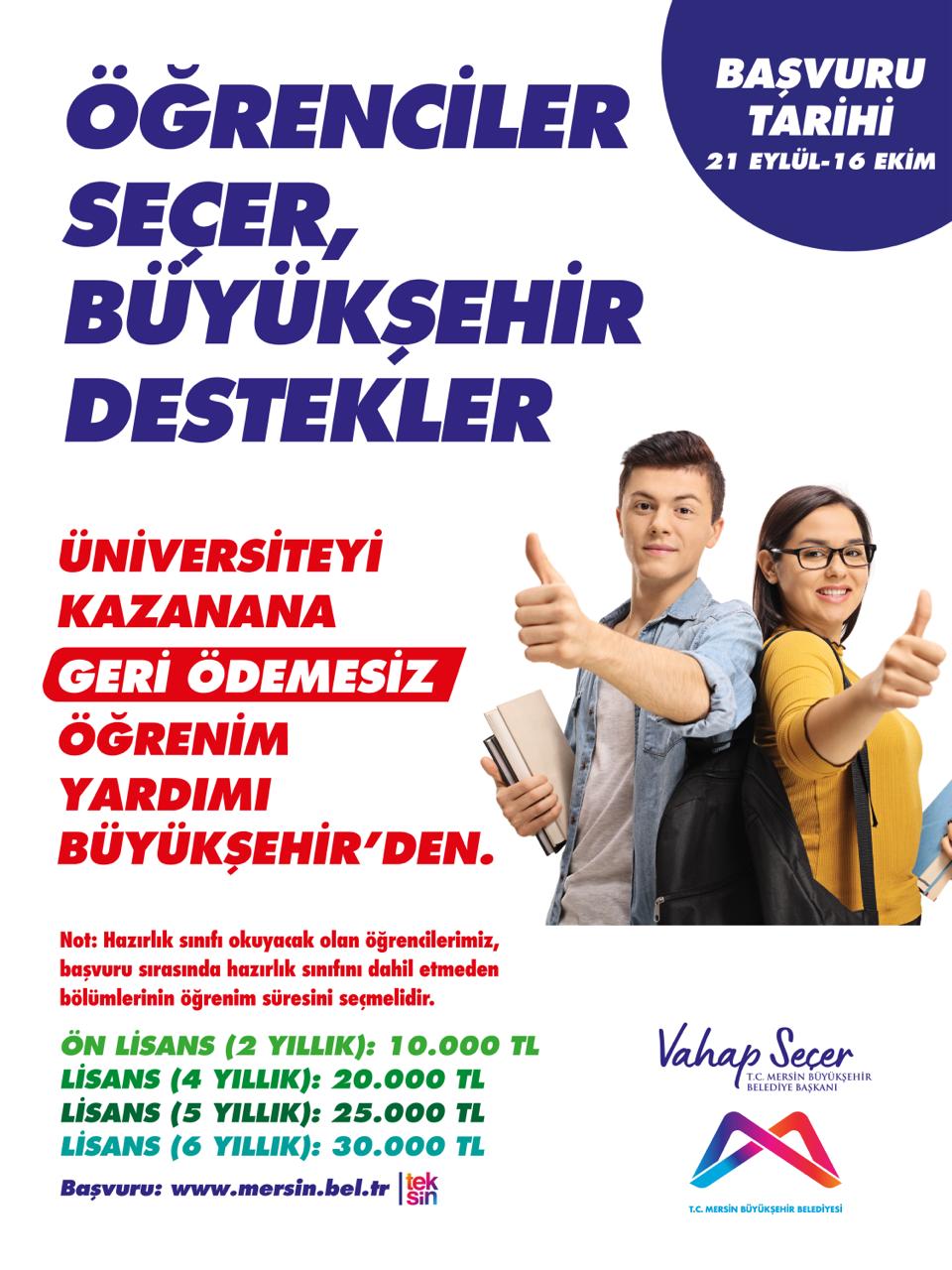 Üniversiteyi kazanana geri ödemesiz öğrenim yardımı Büyükşehir’den! 