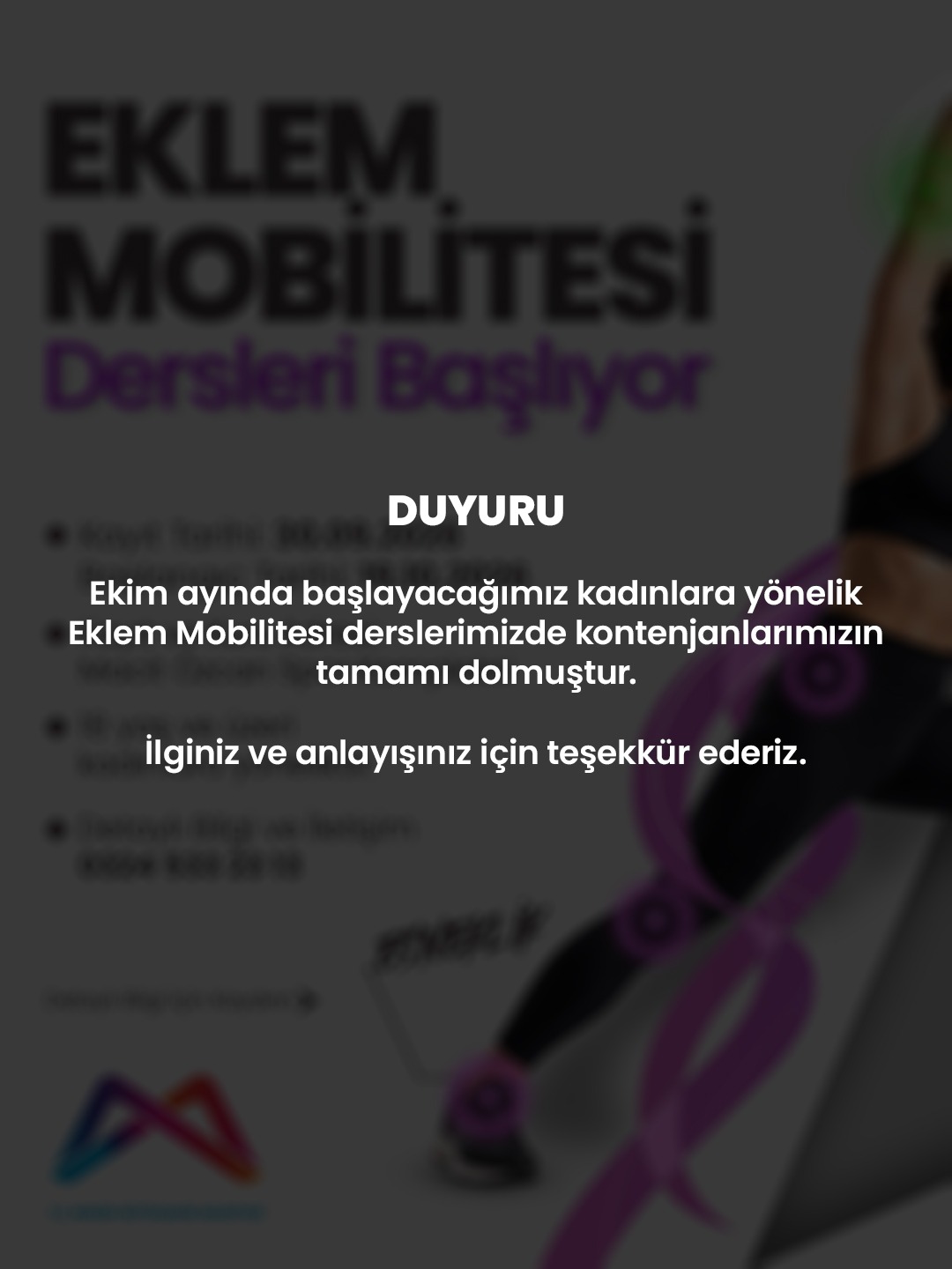 Ekim ayında başlayacağımız kadınlara yönelik 