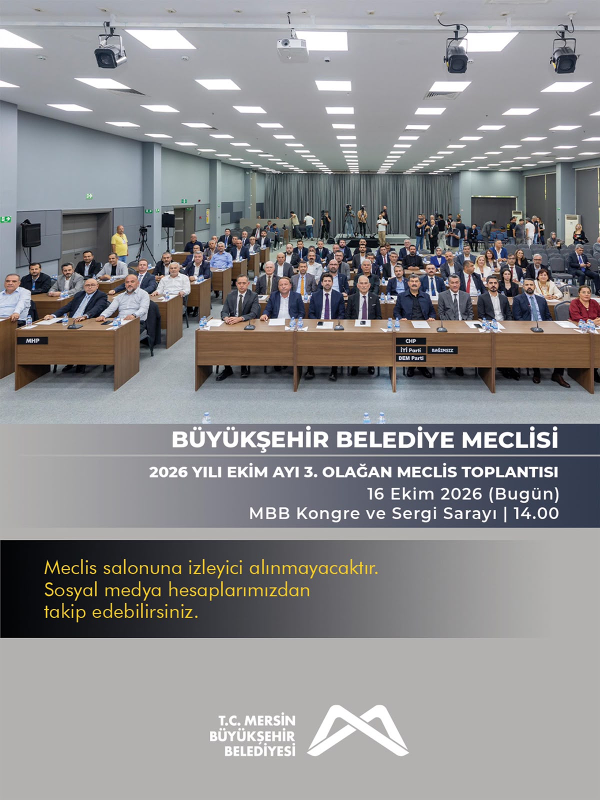 Büyükşehir Belediye Meclisi 2026 Yılı Ekim Ayı 3. Olağan Meclis Toplantısı